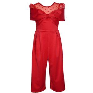 Bonnie Jean Girls 7-14 Red Bow Special Occasion Jumpsuit